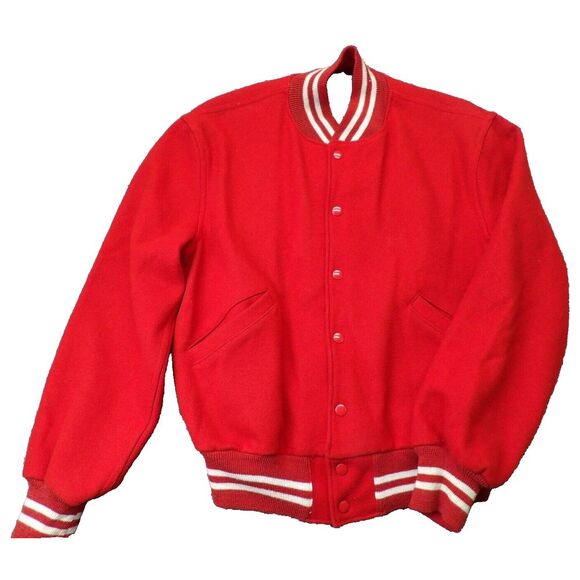 Vintage 50s 60's Butwin Red And White Zip Up Wool Varsity Jacket Size 40 EUC USA